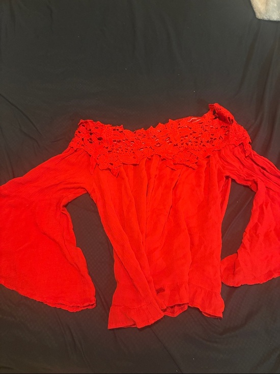 Buckle Tops - Umgee Red Off-Shoulder Ruffle Blouse